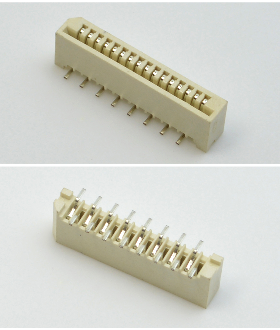 FFC軟排線接插件間距 1.0mm-18P 插座單麵接立貼錯位腳連接器